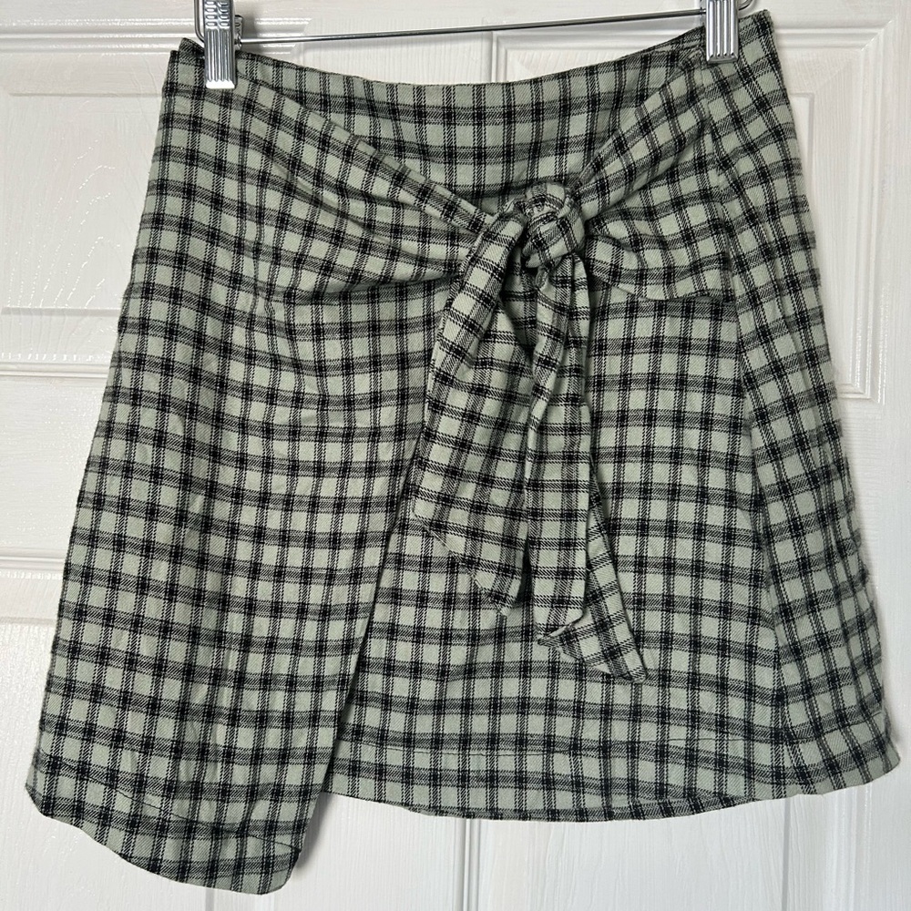 Copper Key Plaid Skirt Wrap Around Style w/ Bow Accent Juniors Small